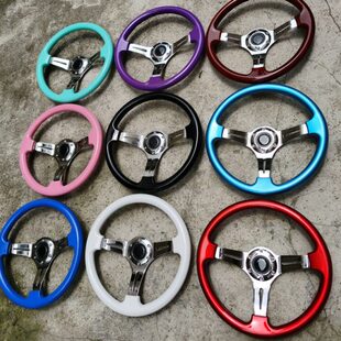 汽车改装方向盘普桑捷达14寸竞技高光通用电镀陶瓷 仿桃木方向盘