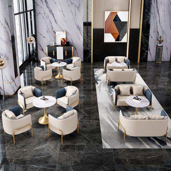 售楼处酒店大堂休息区皮沙发洽谈桌椅组合轻奢接待办公室会客展厅,住宅家具,岩板餐桌,淘宝优惠券,粉丝福利购,淘宝优惠卷