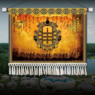 蒙古族装 挂毯 饰挂画民族挂布蒙古包厢餐厅民宿壁画背景墙客房横版