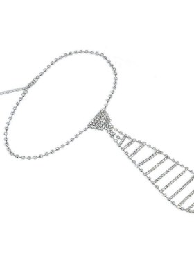 欧美跨境热销镶钻项饰女个性夸张设计感水钻领带潮流Y水晶项链饰