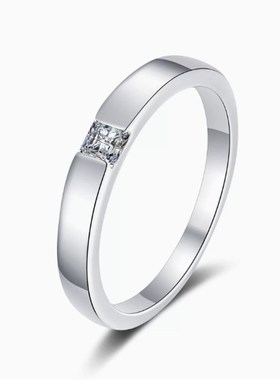 精工工艺S925银方形莫桑石戒指男戒T方男N戒情侣对戒简约源头工厂