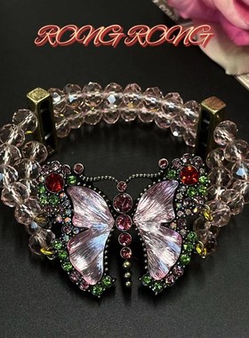 青岛中古vintage彩色蝴v蝶项链轻奢甜美仙气飘飘可爱达标百搭胸针