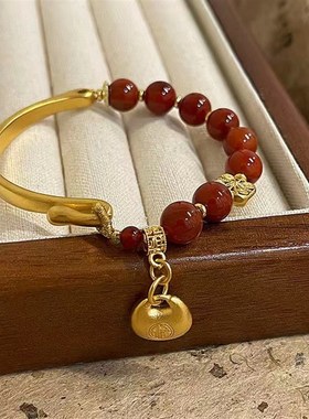 古法金锁包南红手链女半镯2v023年新款爆款手饰品轻奢小众精致手