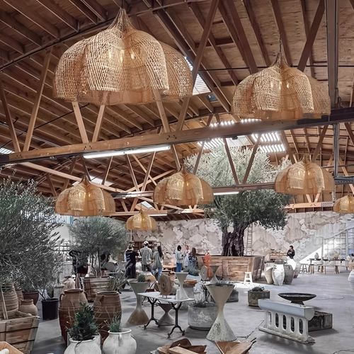 侘寂风餐厅藤编吊灯东南亚藤艺火锅店包厢灯酒店民宿卧室编织灯具