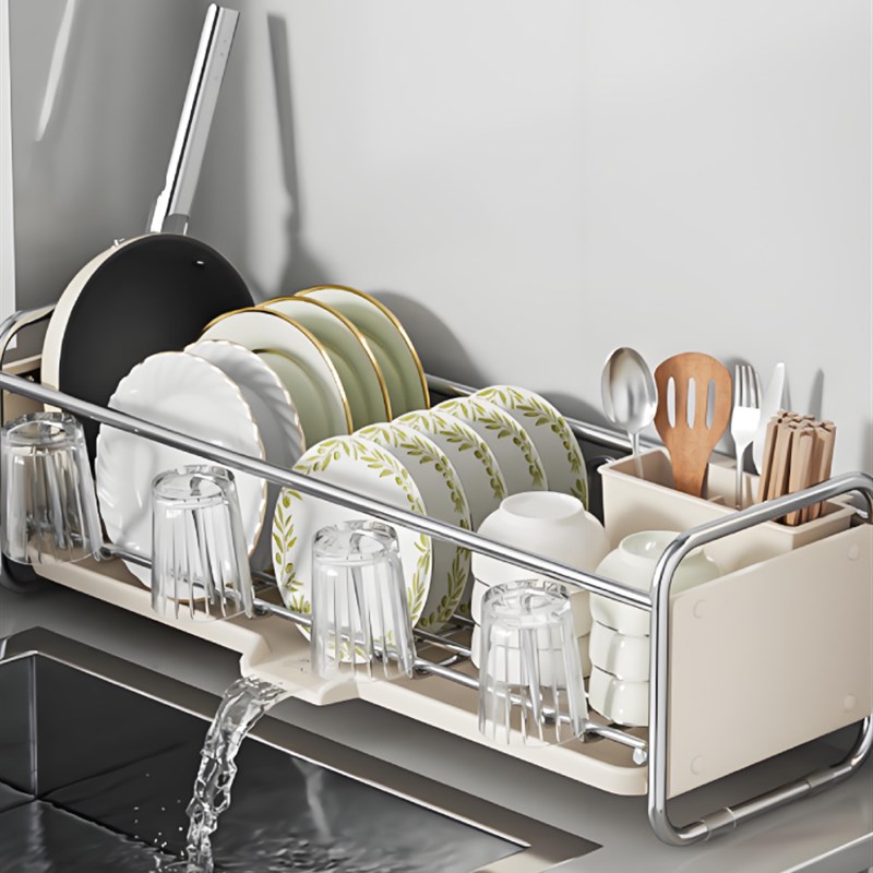 碗碟收纳架沥水碗盘架台面窄w边碗架置物架家用小型碗筷餐具收纳