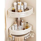 德国进口精工卫生间浴室置物架免打孔洗漱壁挂转角奶油三角收纳架