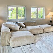 日系侘寂风懒人沙发可躺可睡小户型客厅灯芯绒沙发豆腐块布艺沙发