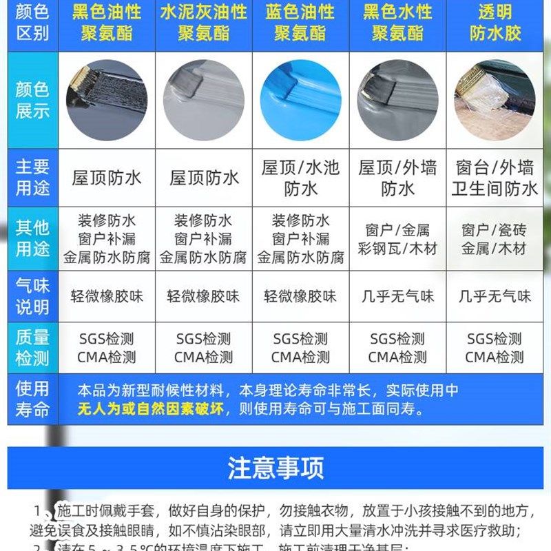 屋顶防水补漏材料房顶裂缝室外楼顶外墙堵漏王聚氨酯放水涂料胶漆