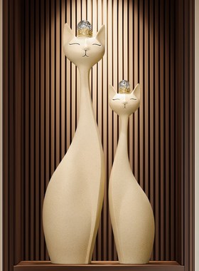 入户玄关招财猫摆件艺术竖高大号落地客厅电视柜壁龛装饰乔迁礼品