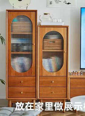 实木小边柜北欧电视柜客厅收纳角柜组合储物柜窄书柜沙发边柜