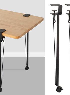 免打孔带轮子可移动电脑桌腿办公桌支撑脚铁艺餐桌脚支架大板桌腿