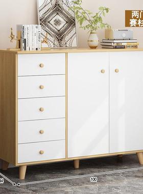 简易斗柜五实木腿走廊储物柜家用抽拉式美甲收纳柜柜子客厅摆放厂