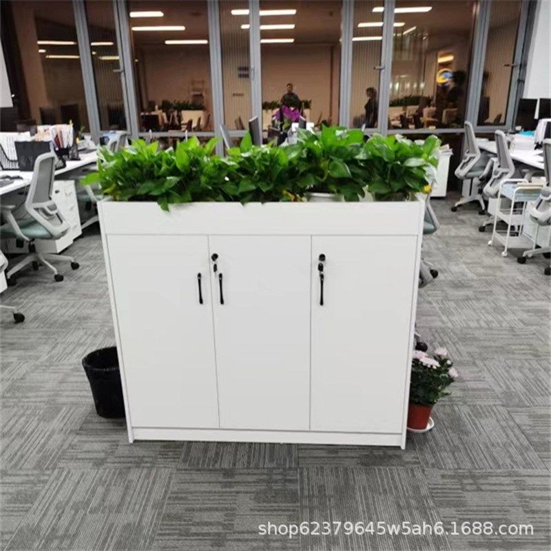 新款办公室隔断柜花槽文件资料矮柜花草木质简约现代厂家直销组合