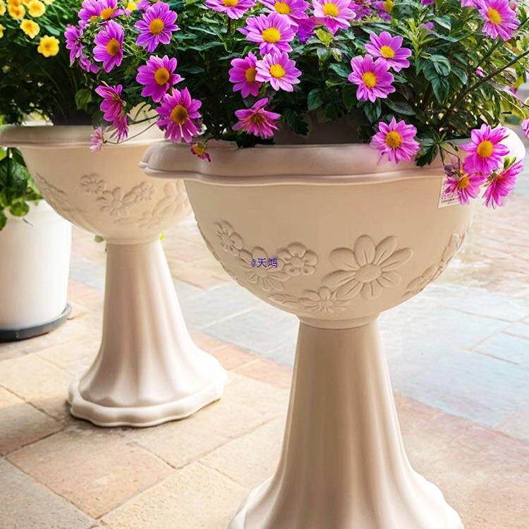爱丽思杯型创意大花盆户外庭院家用树脂塑料欧式绣球爱丽丝高脚盆