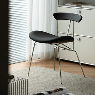 Unicafurn北欧中古蚂蚁椅家用客厅真皮不锈钢餐椅休闲靠背餐桌椅
