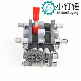积木全拼装四档变速器 前轮转向带悬挂避震MOC机械模型发动机玩具