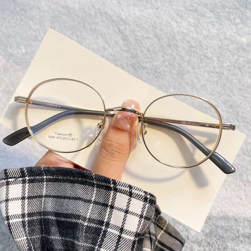 47mm复古日系文艺小圆框清秀纯钛小脸眼镜架可配高度近视椭圆框潮