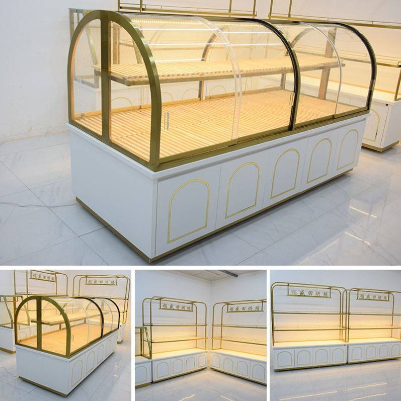 面包柜展示柜中岛柜蛋糕架三层铁艺边柜烘焙甜品店多层长条摆摊