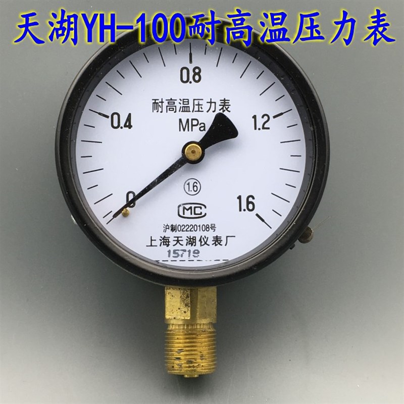 上海天湖YH-100耐高温压力表蒸汽压力表0- 0.6 1 1.6 2.5MPA