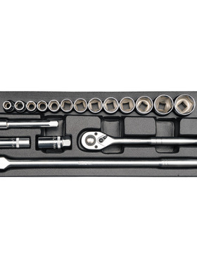 易尔拓 1/2DR铬钒钢18件套套筒扳手组套 机修套装铁盒装YT-12641