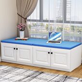 家用实木阳台飘窗柜地柜矮柜窗边储物柜可坐收纳柜落地柜免费定制