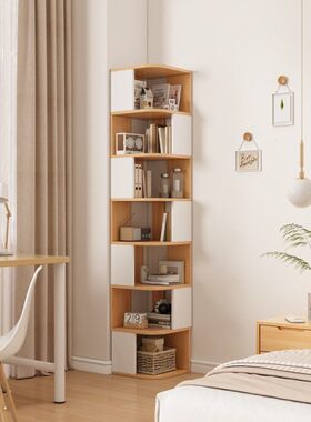 实木转角书架40cm 落地直角置物架 北欧风墙角收纳架直角收纳书柜