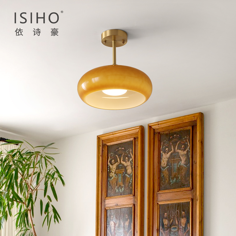 日式简约过道灯白色奶油色走廊灯复古入户天花玄关Y衣帽间门厅灯