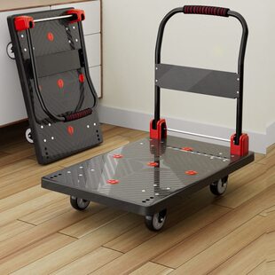 静音推车折叠平板手推车拉货车塑料搬运拉车四轮小推车工具车