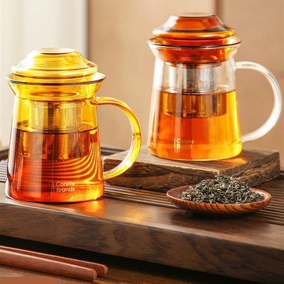 康宁泡茶杯玻璃茶漏杯咖啡杯u2025新款大容量专用茶水分离泡茶杯