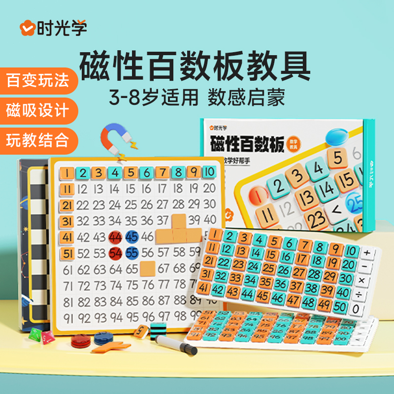 时光学 磁性百数板教具 3-8岁儿童数学思维启蒙数感教具益智玩具