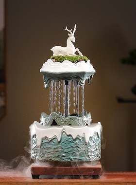 流水摆件循环水轻奢生财客厅茶台招财假山喷泉现代玄关桌面装饰品