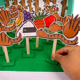 幼儿园大中班手工语言区角好饿 小蛇故事盒子益智玩教具游戏材料