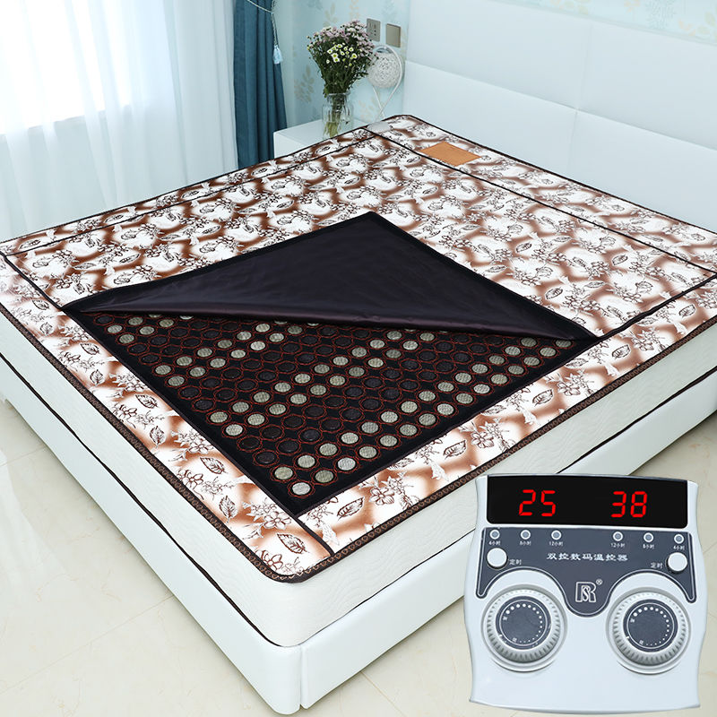 玉石床垫锗石托玛琳砭石麦饭石保健加热理疗垫双温双控磁疗远红外