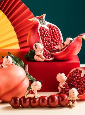 石多子多福早87655生贵饰榴子客厅家居装福娃送子玄关摆新婚件礼