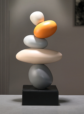 轻奢高级感时来运转客厅石头摆件酒柜玄关寓意好家居电视柜装饰品