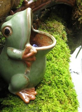 欧式复古陶瓷喷水青蛙流水动物摆件假山盆景庭院景观招财造景装饰