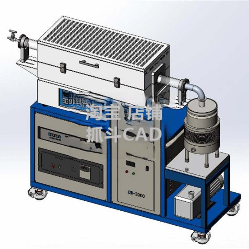 高真空管式炉图纸3D模型CAD设备SW设计方案素材机器机械专业3890