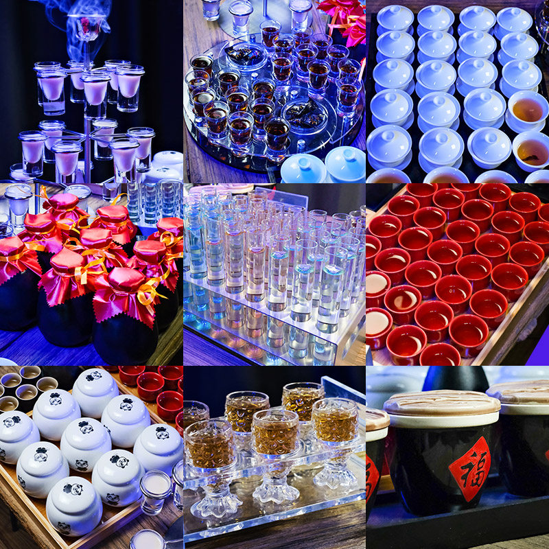 贰麻酒馆酒杯斗酒具套装二麻试管醉酒盅古风晕茶杯酒吧中式酒杯架