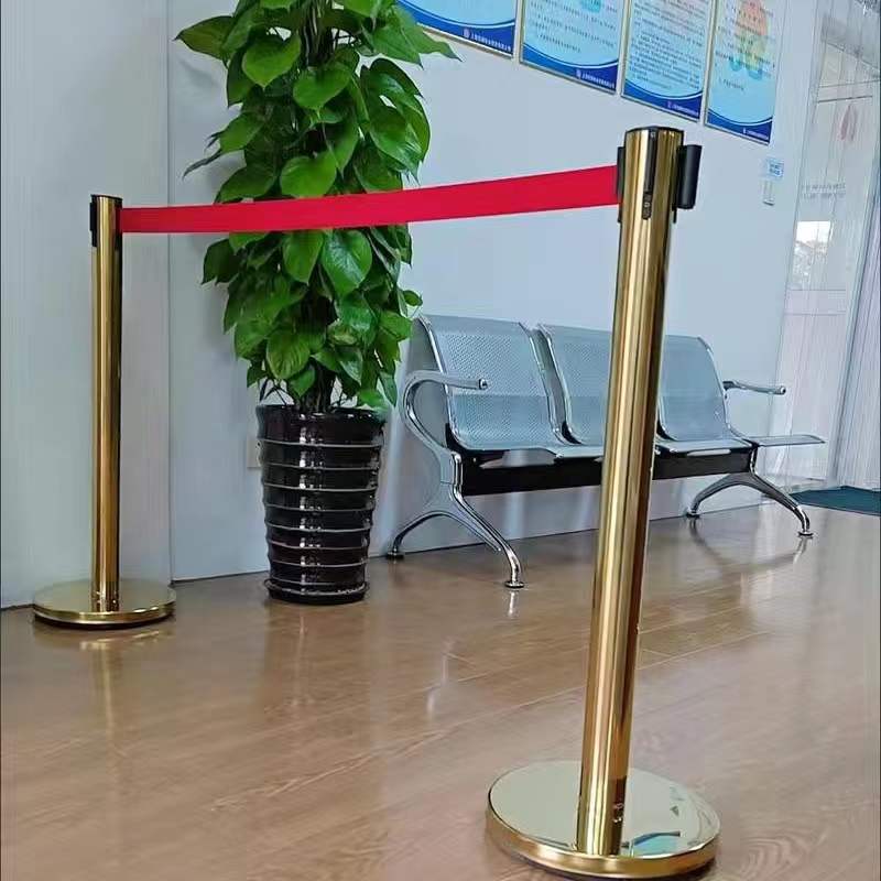 一米线栏杆警戒线伸缩带隔离带围栏带柱不锈钢银行排队护栏桩定制