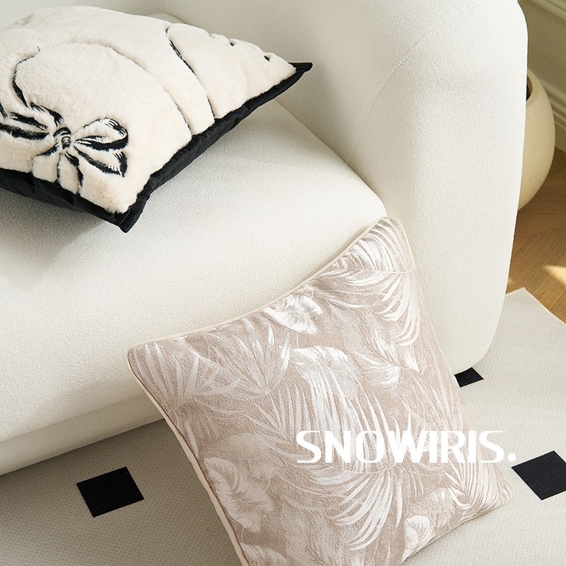 新法式复古沙发抱枕套毛绒刺绣轻奢高级感软装靠垫样板间床头腰靠