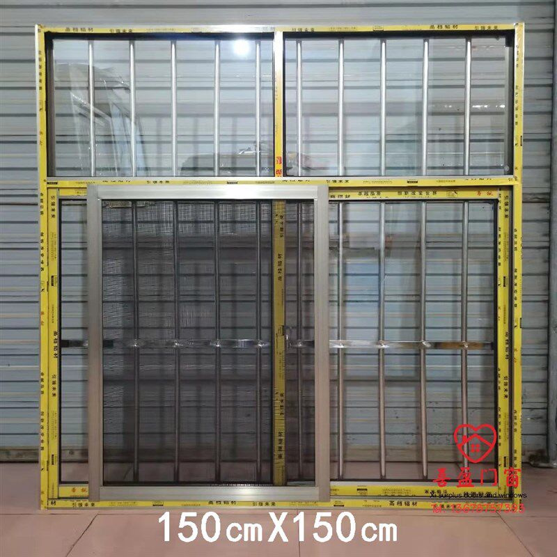 农村自建房家用电泳香槟色不锈钢防盗连体窗铝合金推拉窗送纱窗