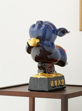 诸事大吉陶瓷福猪摆件招财猪生肖猪吉祥物客厅电视柜装饰创意礼品