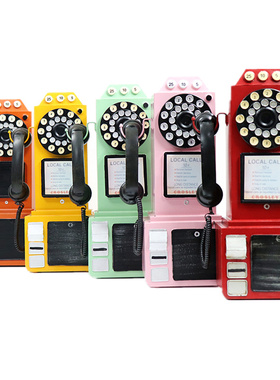 复古老式电话机电话亭创意摆件欧式风格店铺橱窗酒吧软装墙面挂件