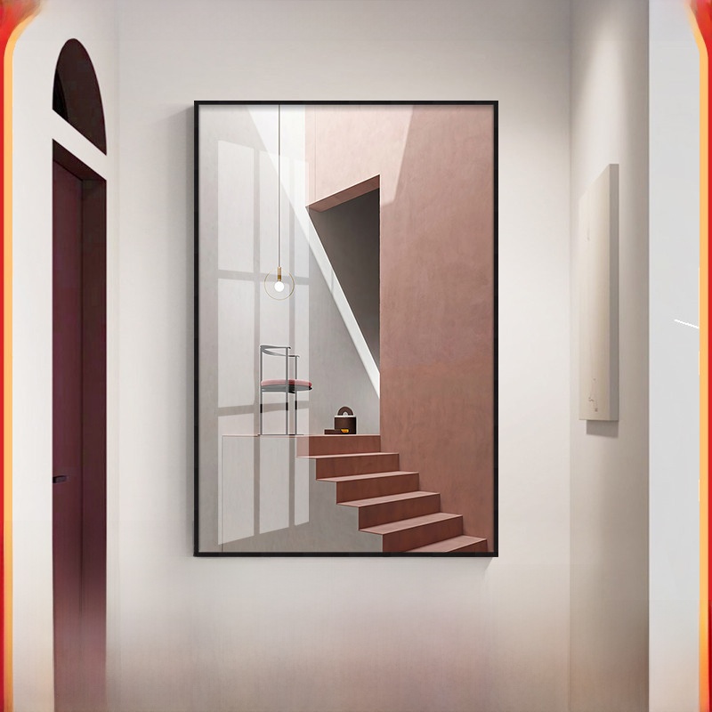 后现代几何抽象装饰画空间立体建筑风景客厅壁画斯堪的纳维亚无障图片