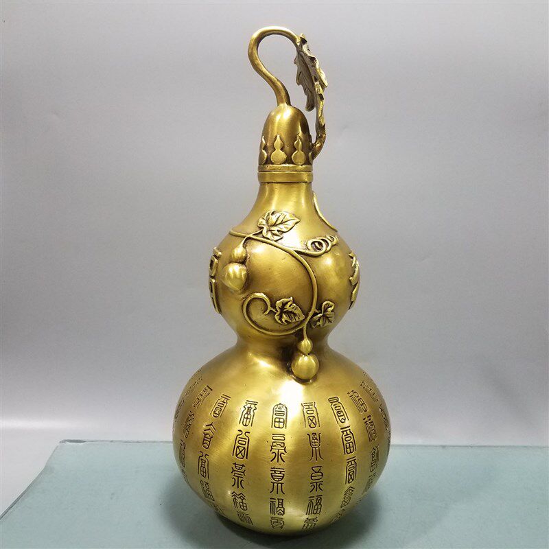 铜葫芦纯铜摆件k百福开口葫芦家居招财进宝辟火龙瓶摆设工艺品