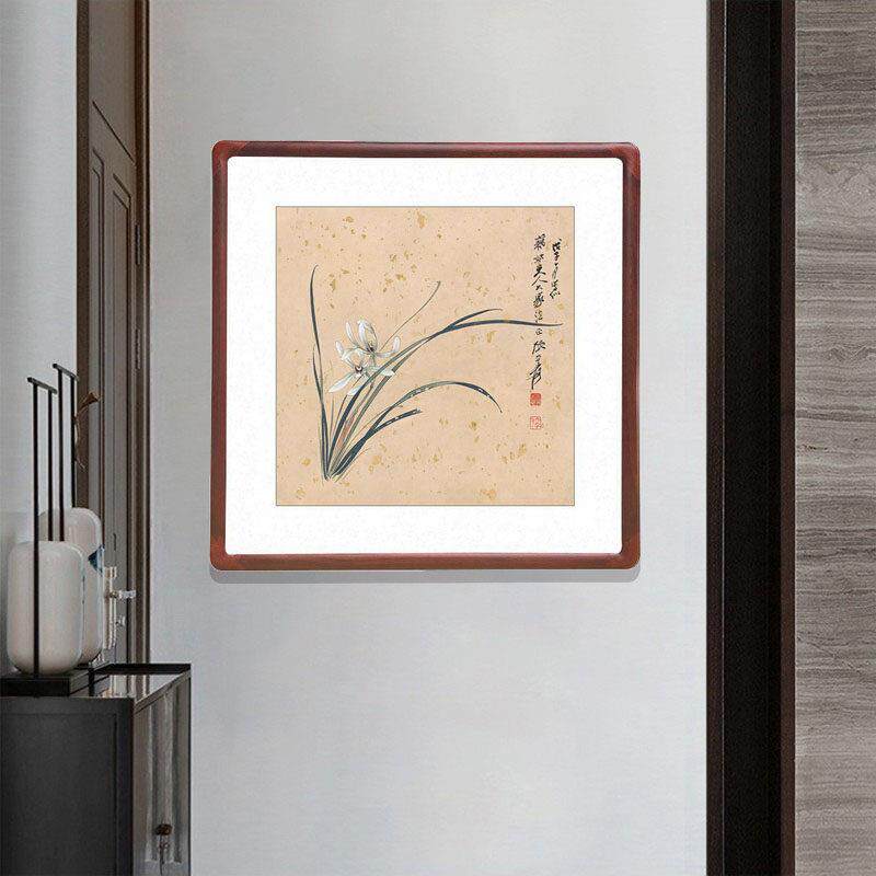 国画写意水客墨画中厅装饰画办公室玄关挂刘氏书画画张大千兰式花