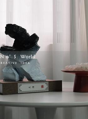 KINO奇诺新中式样板间床尾摆件组合样品屋展示中心书桌床头柜装饰