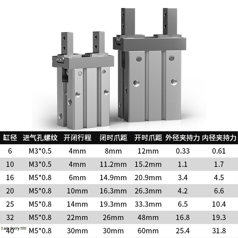 气动平行手指气缸机械手配件平行夹具MHZL2-MHZ2-10D/16D/20D/25D
