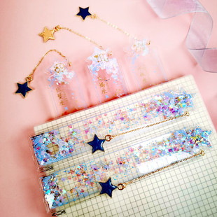 流沙入油m尺子十二星座软尺刻度尺书签直尺爱儿童小学生