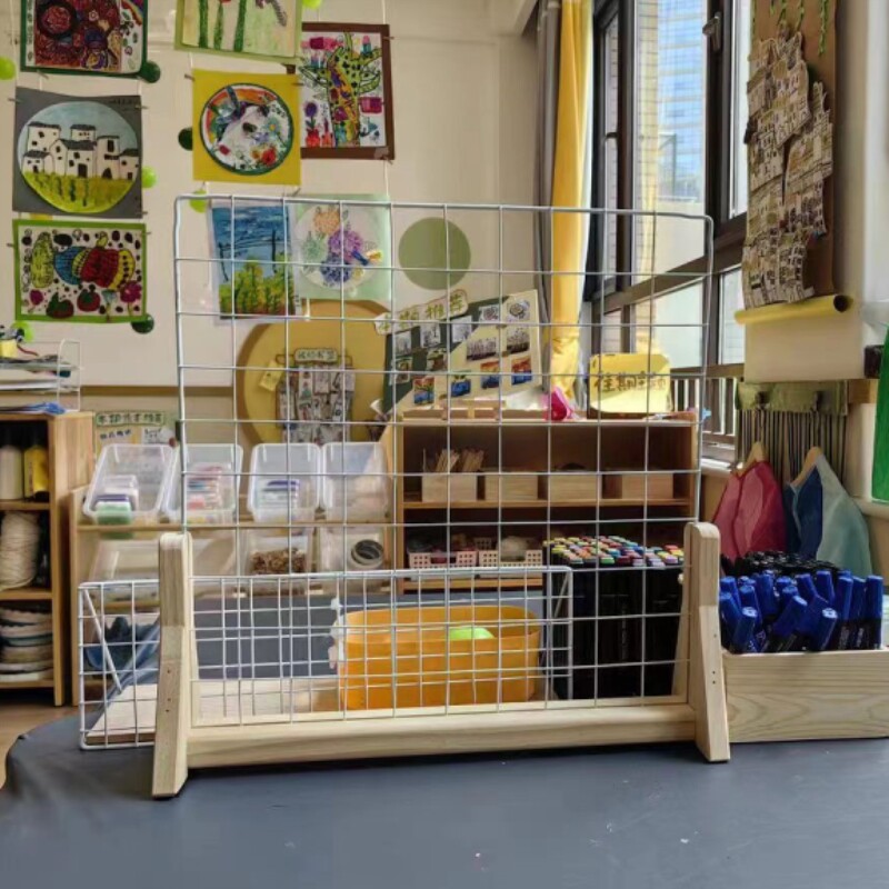 幼儿园美工区作品展示架铁艺网格夜市摆地摊位挂小饰品首饰挂架子